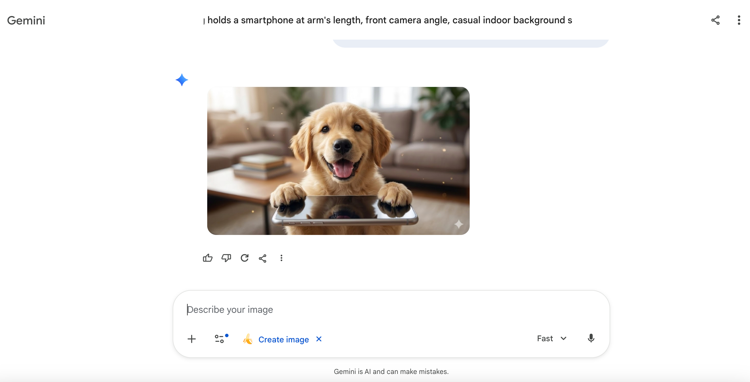 Nano Banana dog selfie result — golden retriever with tablet